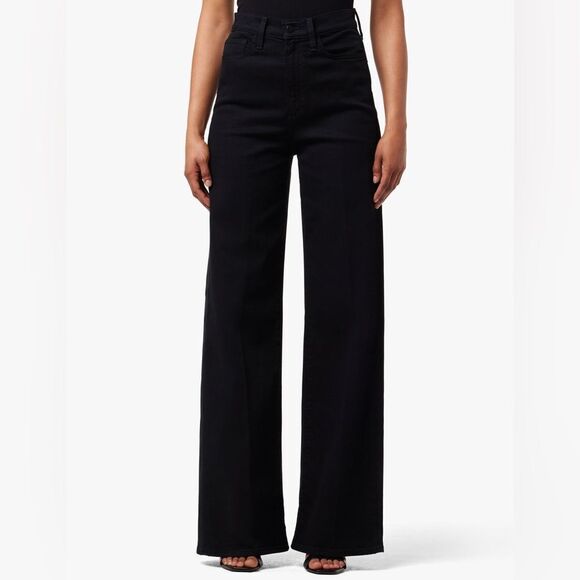 Joe's Jeans Black Mia Wide Leg Coated Pants Stretch Size 33 - Picture 1 of 8